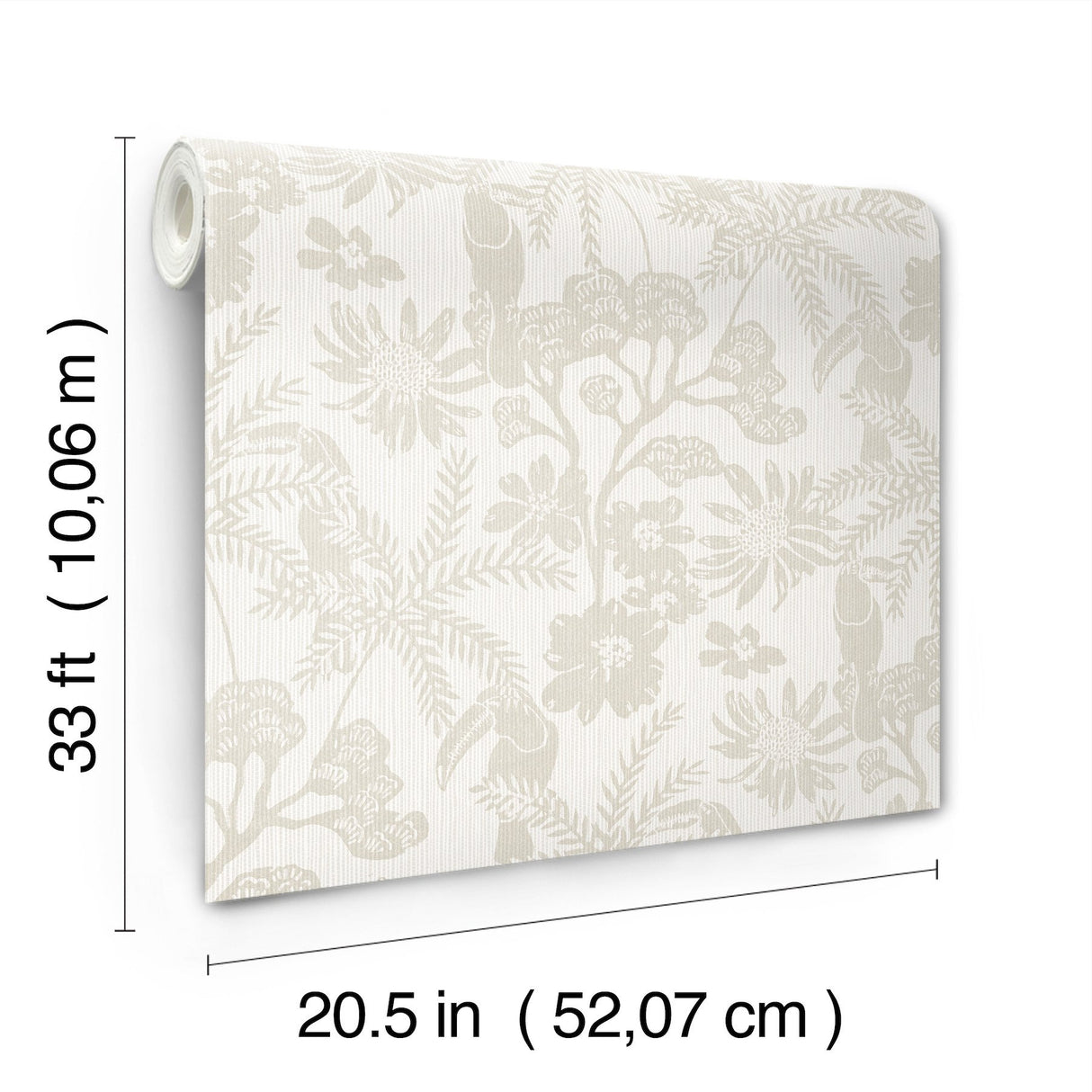 Jacaranda Taupe Tropical Trail Textured Wallpaper with Bohemian Animal Motif - A-Street Prints 4146-27246