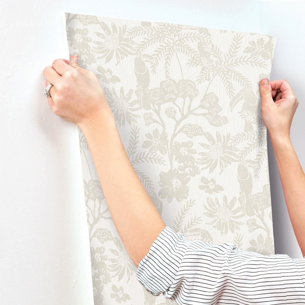 Jacaranda Taupe Tropical Trail Textured Wallpaper with Bohemian Animal Motif - A-Street Prints 4146-27246