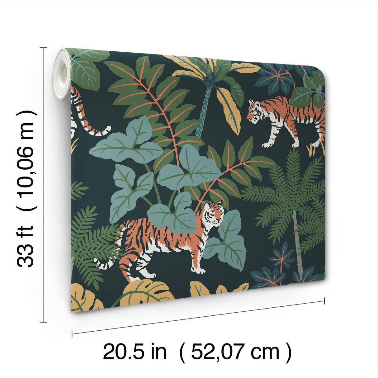 Caspian Navy Jungle Prowl Wallpaper with Bohemian Animals Pattern - A-Street Prints 4146-27248
