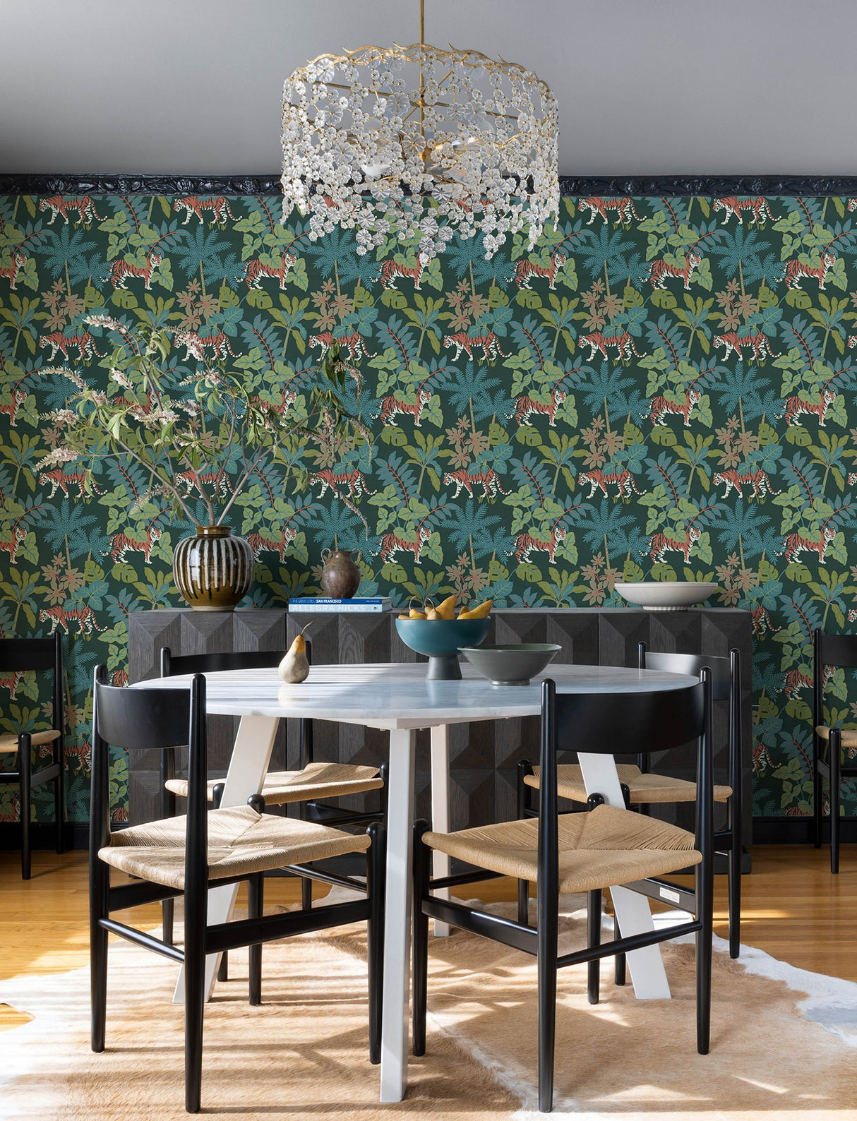 Caspian Jungle Prowl Evergreen Wallpaper with Bohemian Animal Motif - A-Street Prints 4146-27251