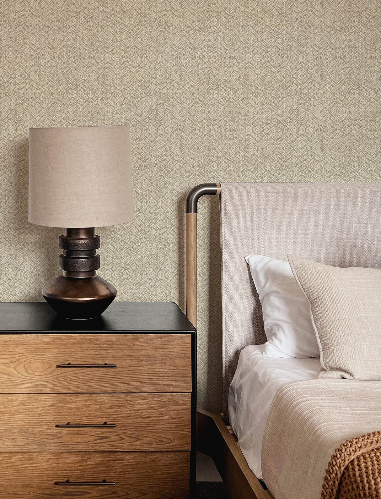 Gallivant Neutral Woven Geometric Wallpaper with Bohemian Global Pattern - A-Street Prints 4146-27252