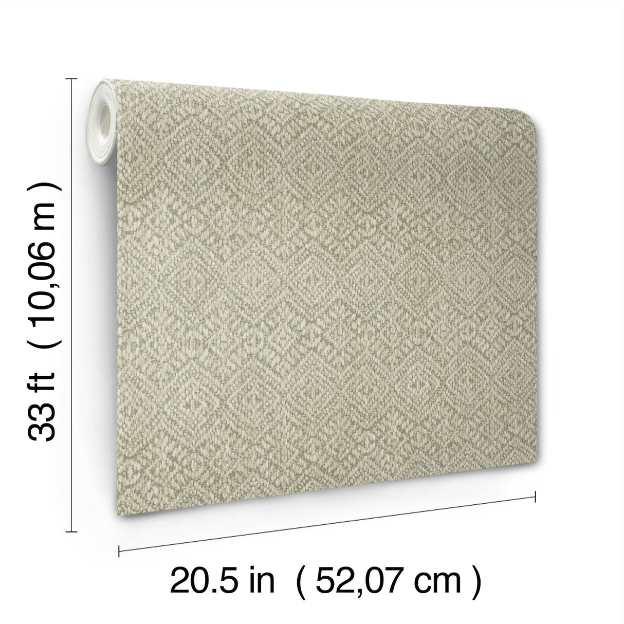Gallivant Sage Woven Geometric Wallpaper with Textured Raised Ink Bohemian Global Pattern - Brewster 4146-27253
