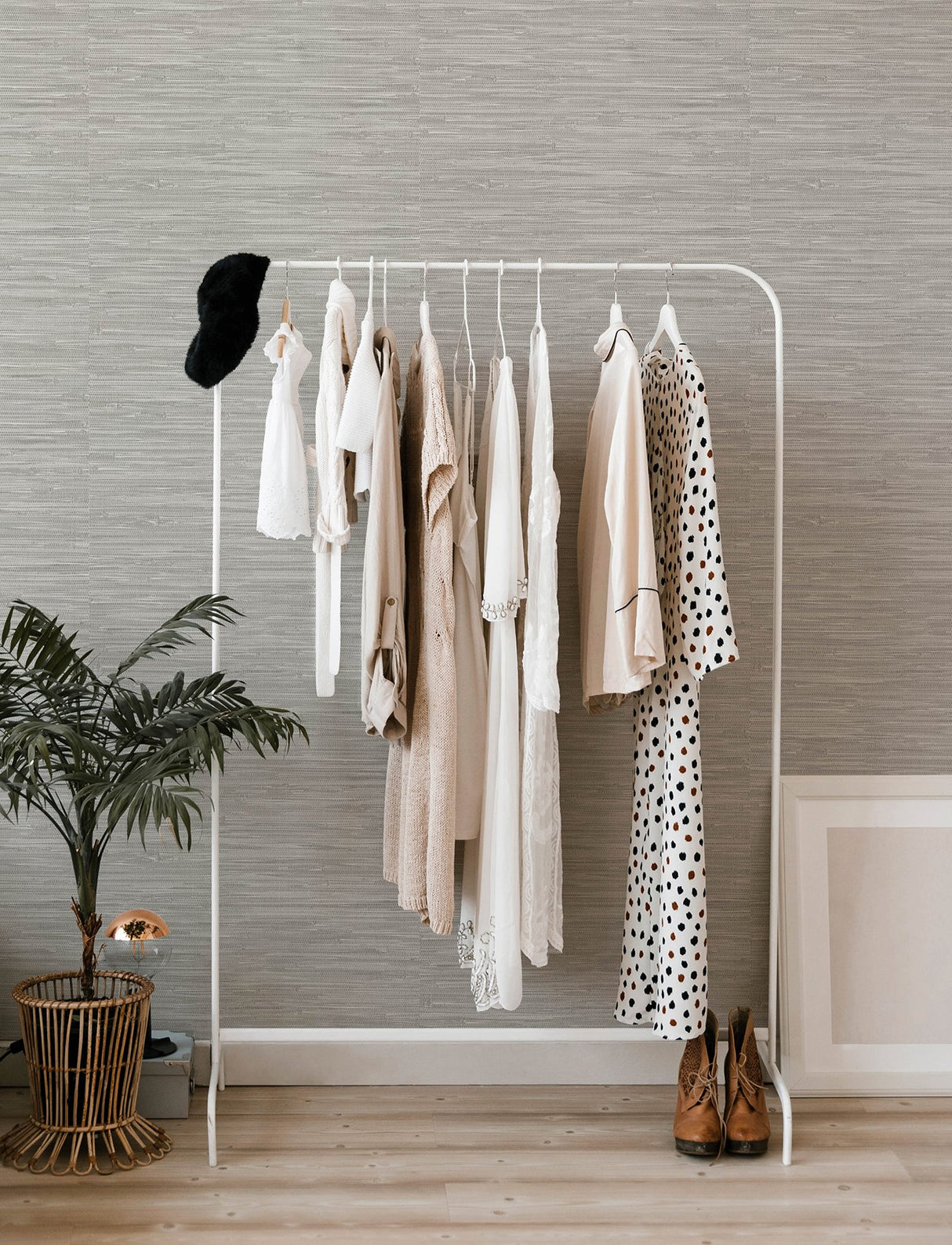 Exhale Light Grey Woven Faux Grasscloth Wallpaper with Raised Ink Texture - Brewster 4146-27263