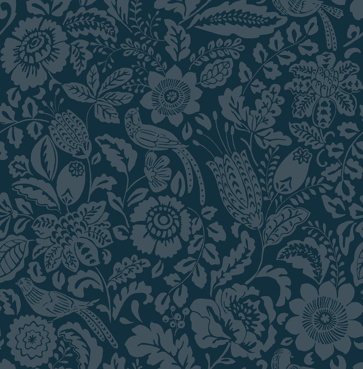 Marta Navy Floral Trail Wallpaper by A-Street Prints