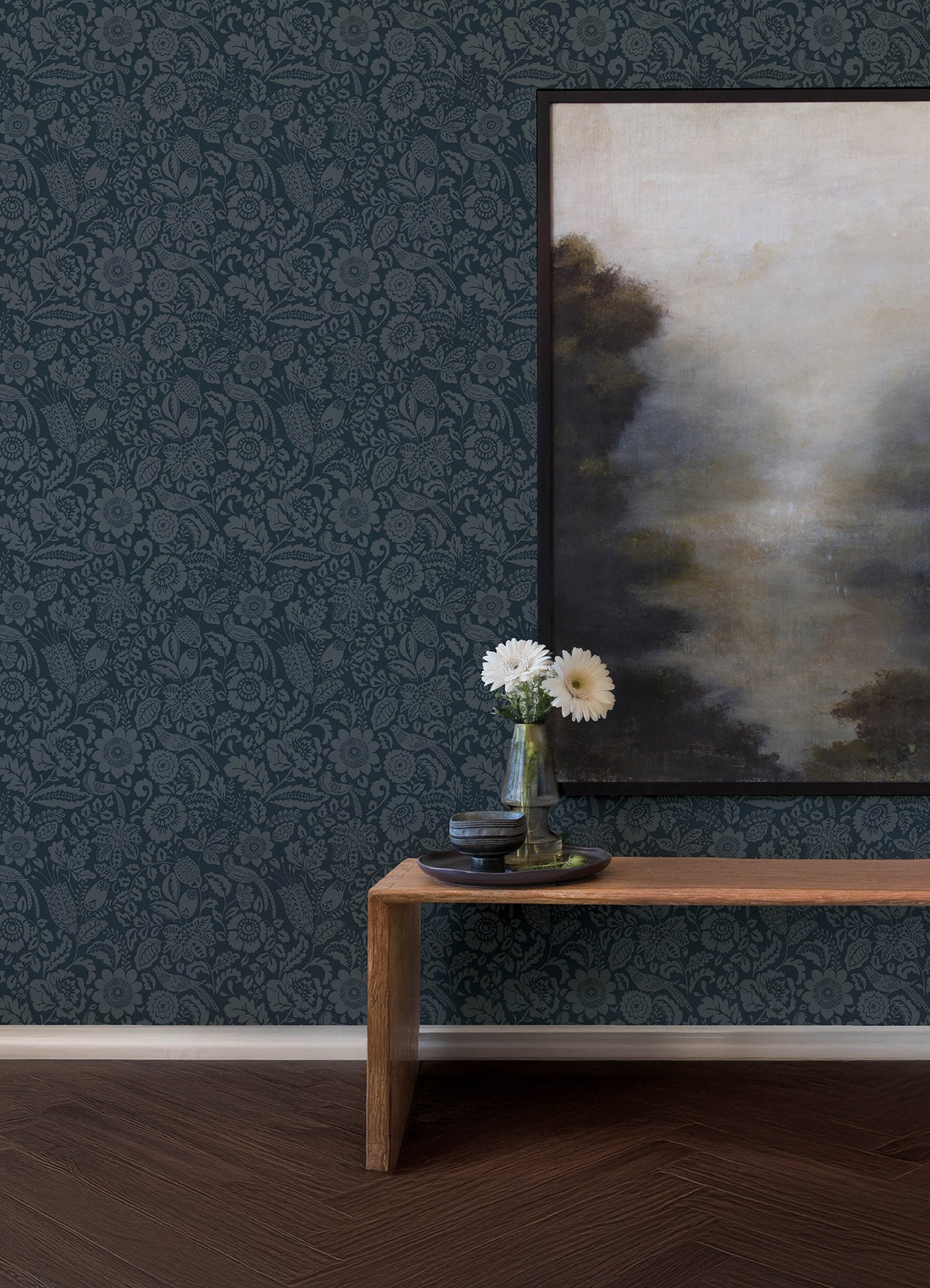 Marta Navy by A-Street Prints Floral Trail Wallpaper – Brewster Home Fashions 4147-27360