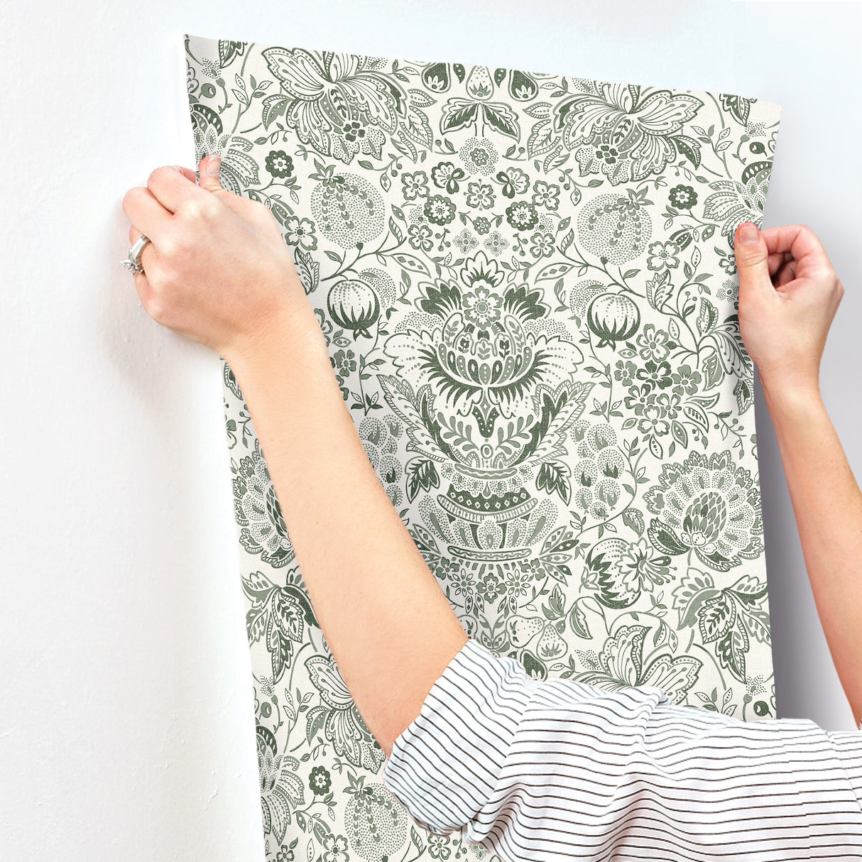 Blanche Dark Green by A-Street Prints Floral Damask Wallpaper – A-Street Prints 4147-27375