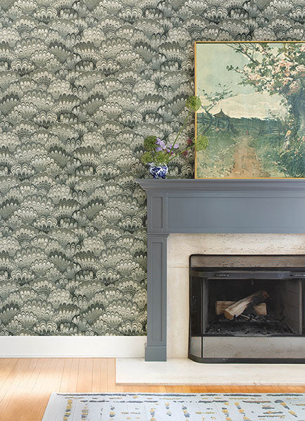 Octavia Dark Green by A-Street Prints Marbled Ink Wallpaper – A-Street Prints 4147-27377