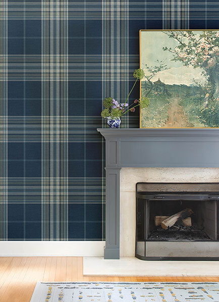 Westley Navy by A‑Street Prints Plaid Wallpaper – A‑Street Prints 4147-27386