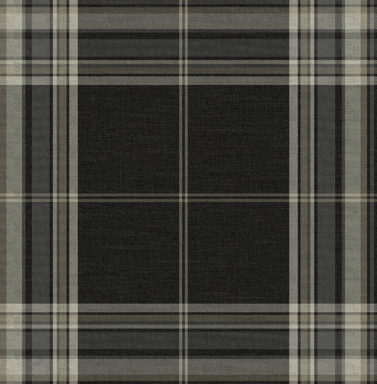 Westley Black Plaid wallpaper by A-Street Prints, roll and pattern view