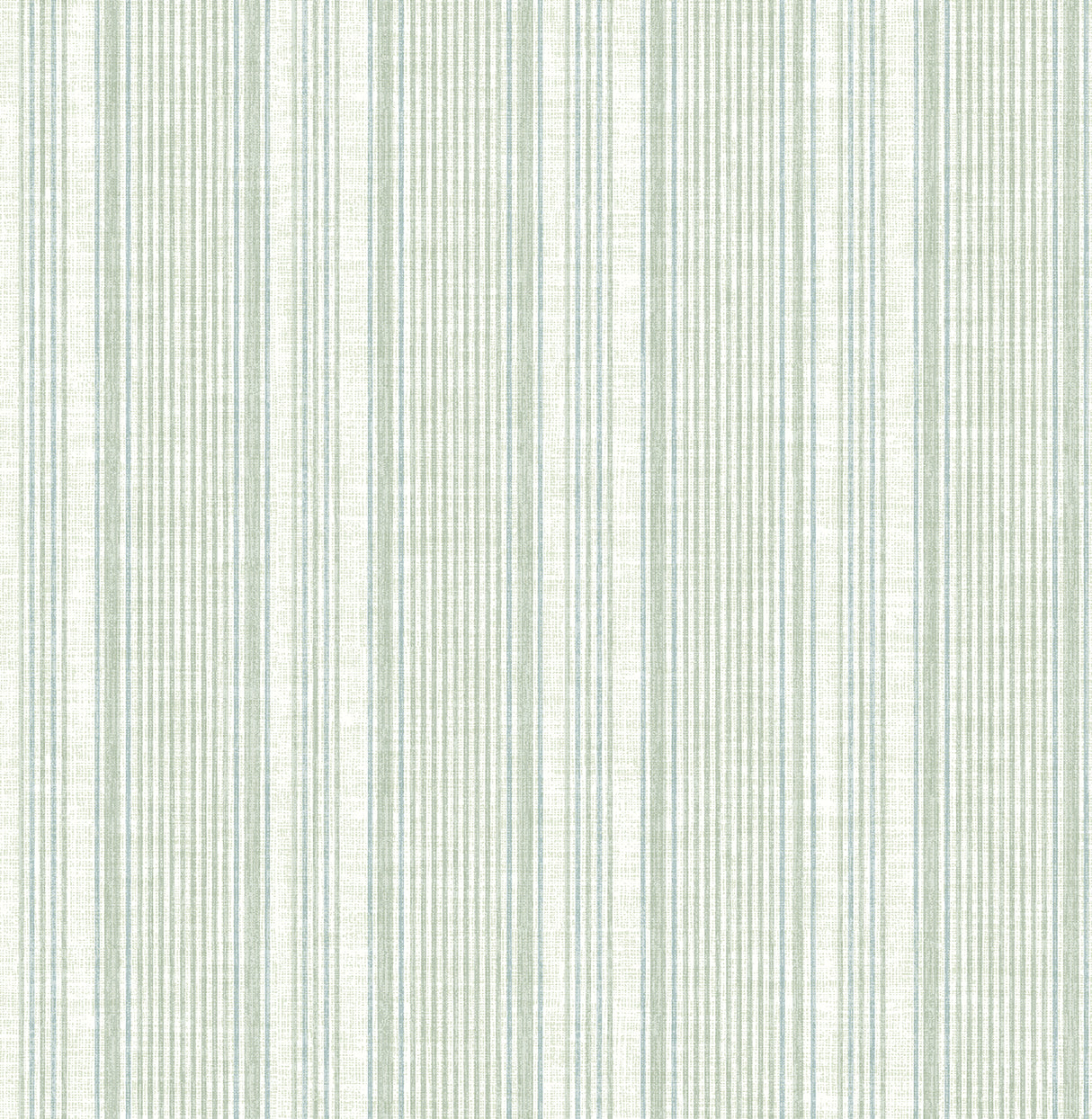 Ayanna Light Green striped wallpaper roll with light green and aqua pinstripes on cream