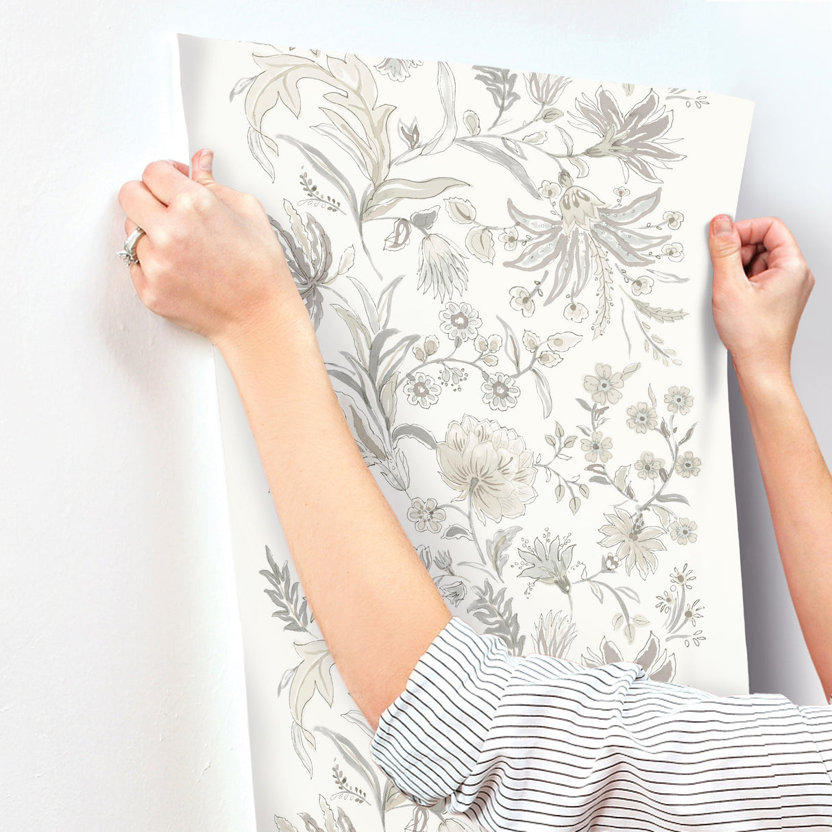 Teonna Light Grey by A-Street Prints Floral Stripe Wallpaper – A-Street Prints 4147-27400