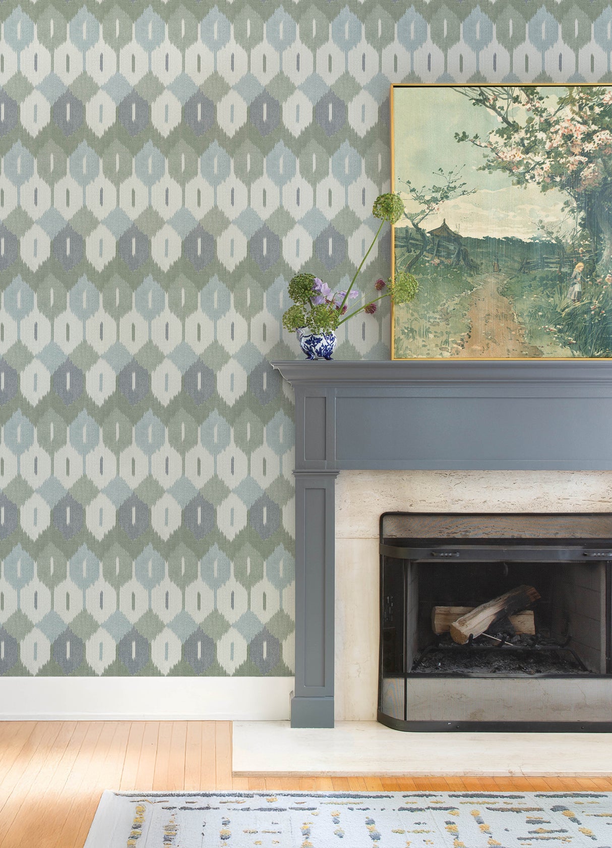 Abilene Sea Green by A-Street Prints Ikat Wallpaper - A-Street Prints 4147-27406-Sample