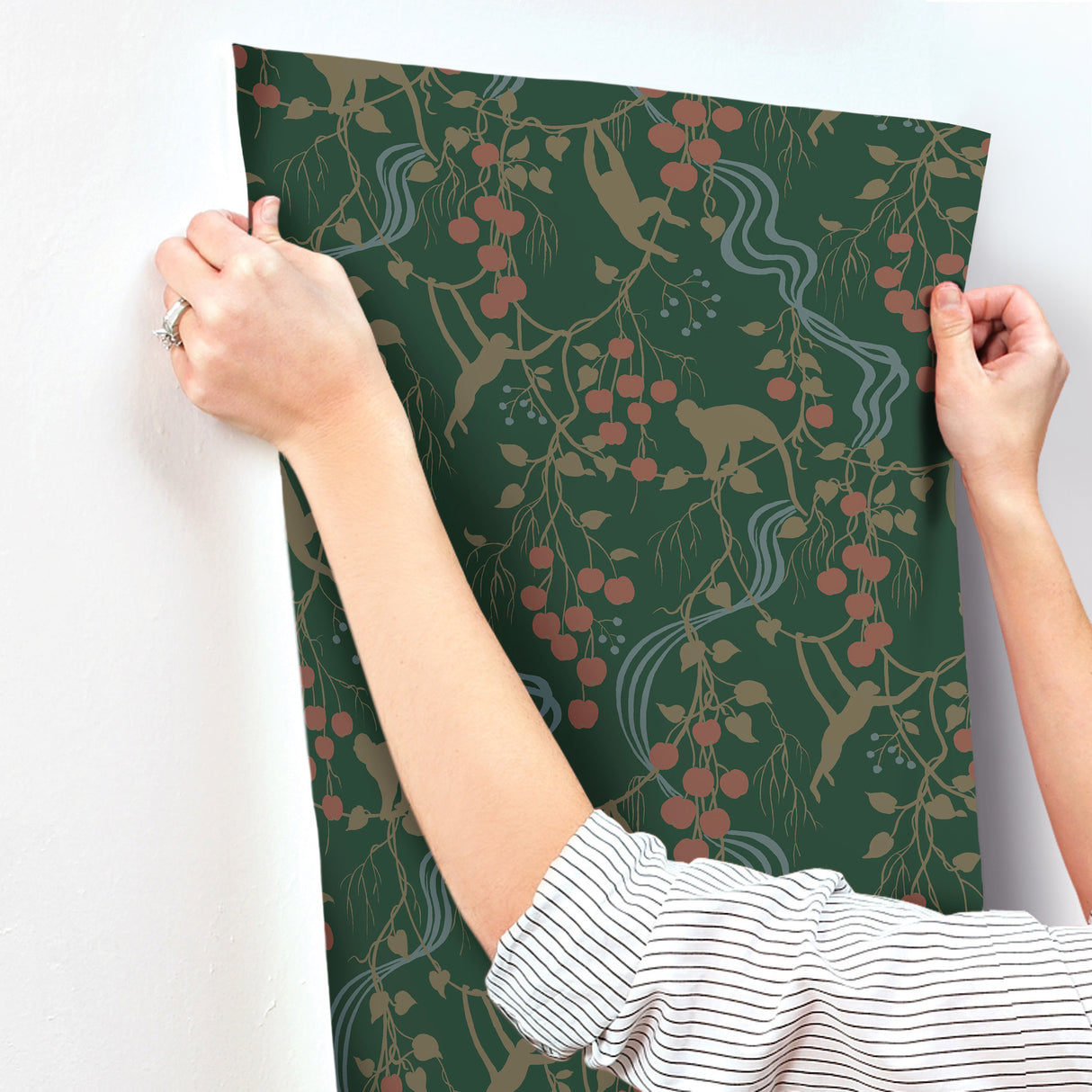 Linden Dark Green by A-Street Prints Jungle Canopy Wallpaper- A-Street Prints 4147-80008