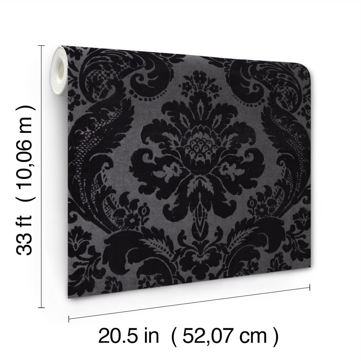 Shadow Black by A-Street Prints Flocked Damask Wallpaper – A-Street Prints 4147-87391