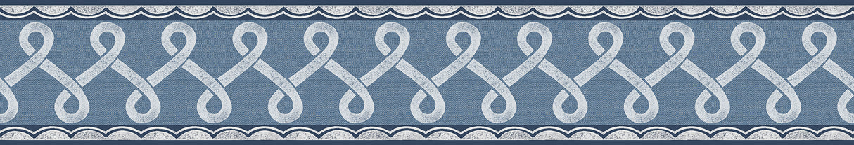 Scalloped Ribbon Blue Trim Wall Border by Chesapeake - 4148-14505