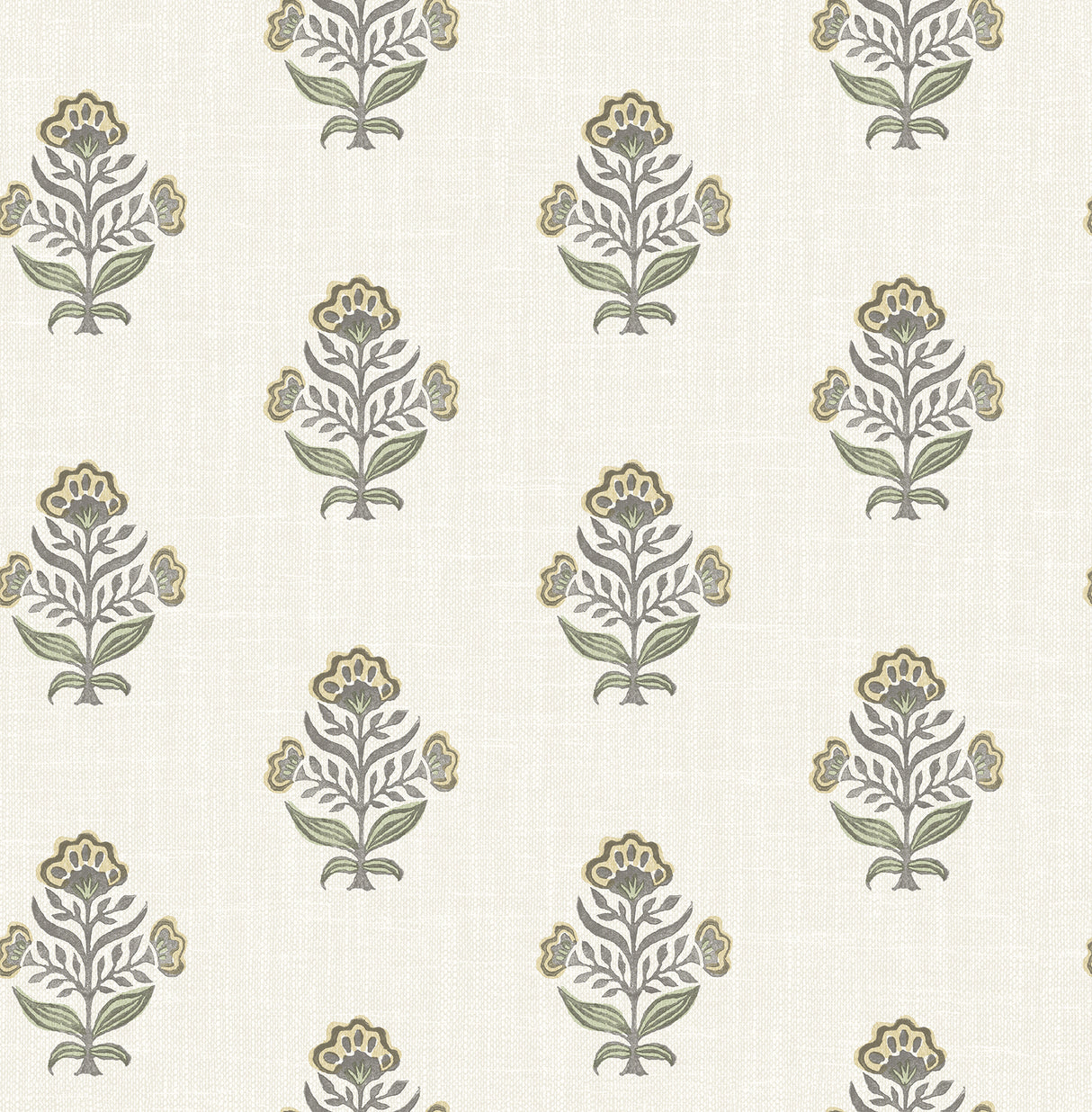 Chesapeake Hollyhock Honey Floral Crest Wallpaper roll, 20.5 in x 33 ft