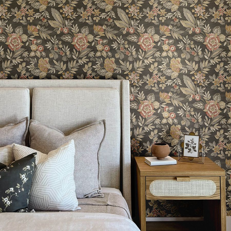 Begonia Black by Chesapeake Floral Trail Wallpaper – Brewster Home Fashions 4148-27421