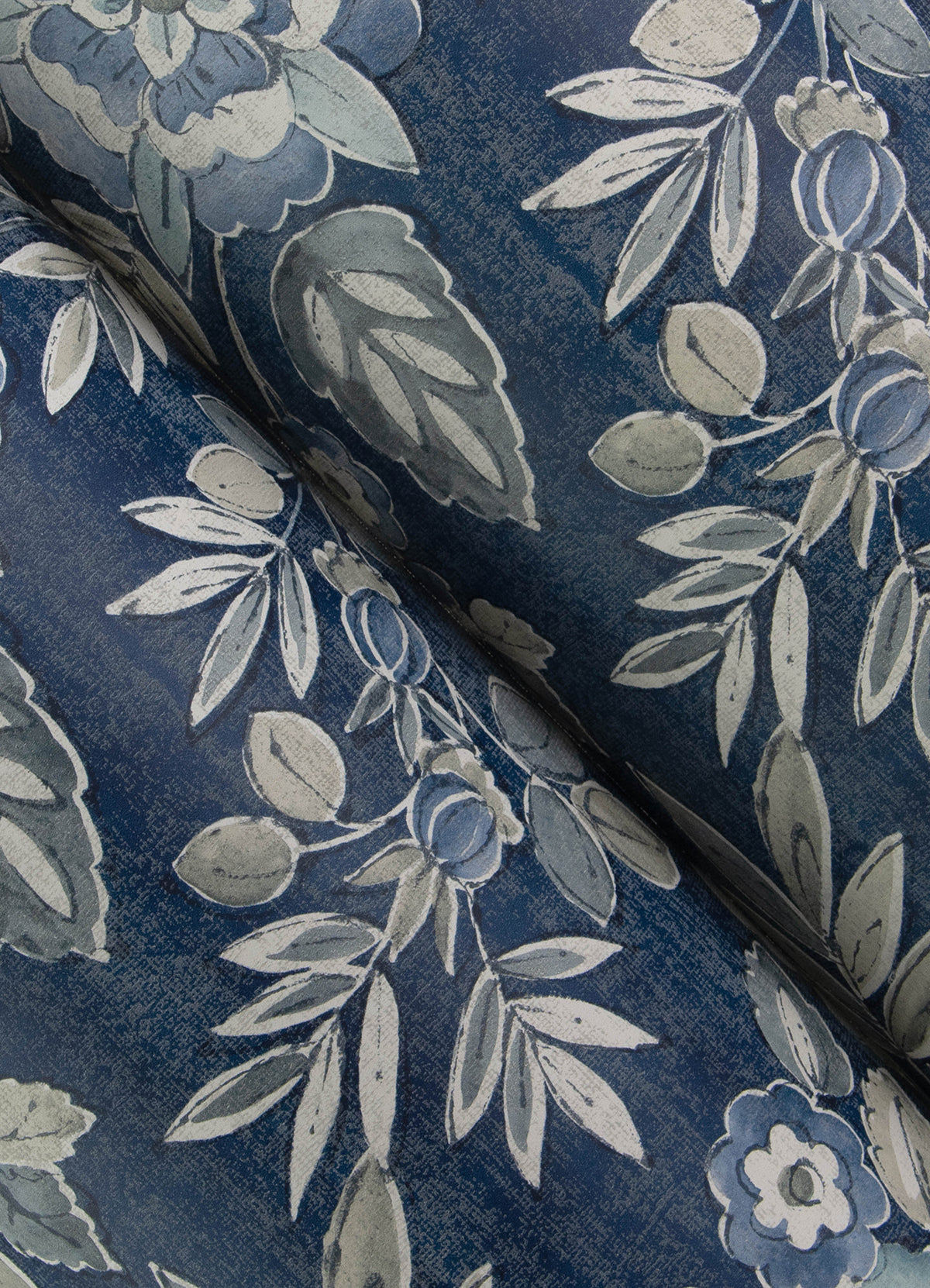 Begonia Indigo by Chesapeake PrintWorks 20.5 in x 33 ft Non Woven Floral Trail Wallpaper - Brewster Home Fashions 4148-27422-Sample