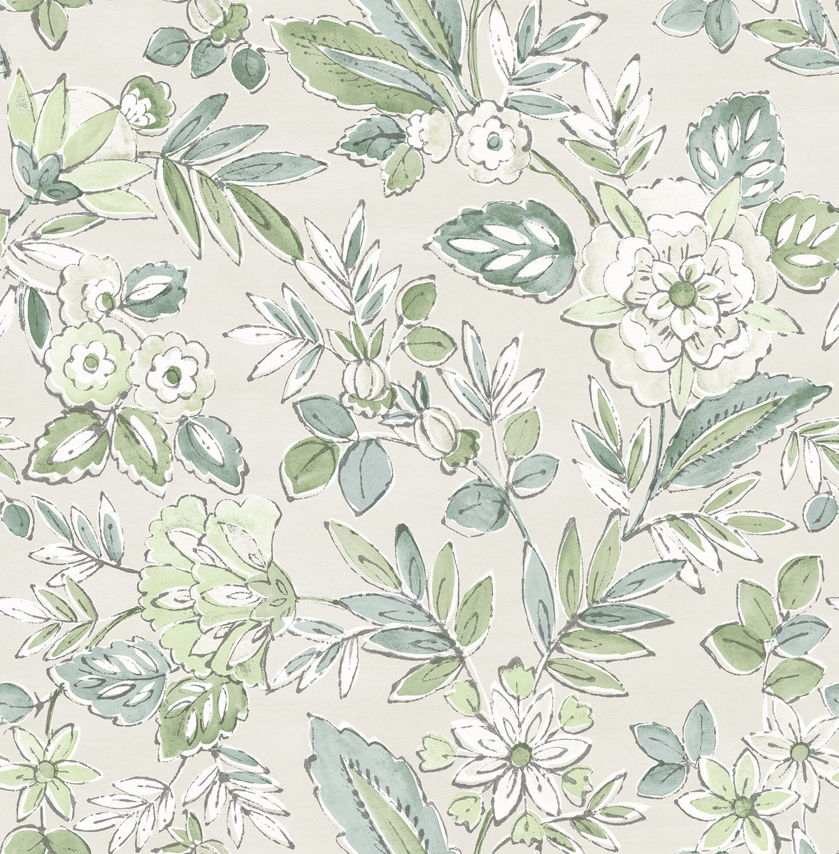 Begonia Sea Green by Chesapeake Floral Trail Wallpaper - Brewster 4148-27424-Sample