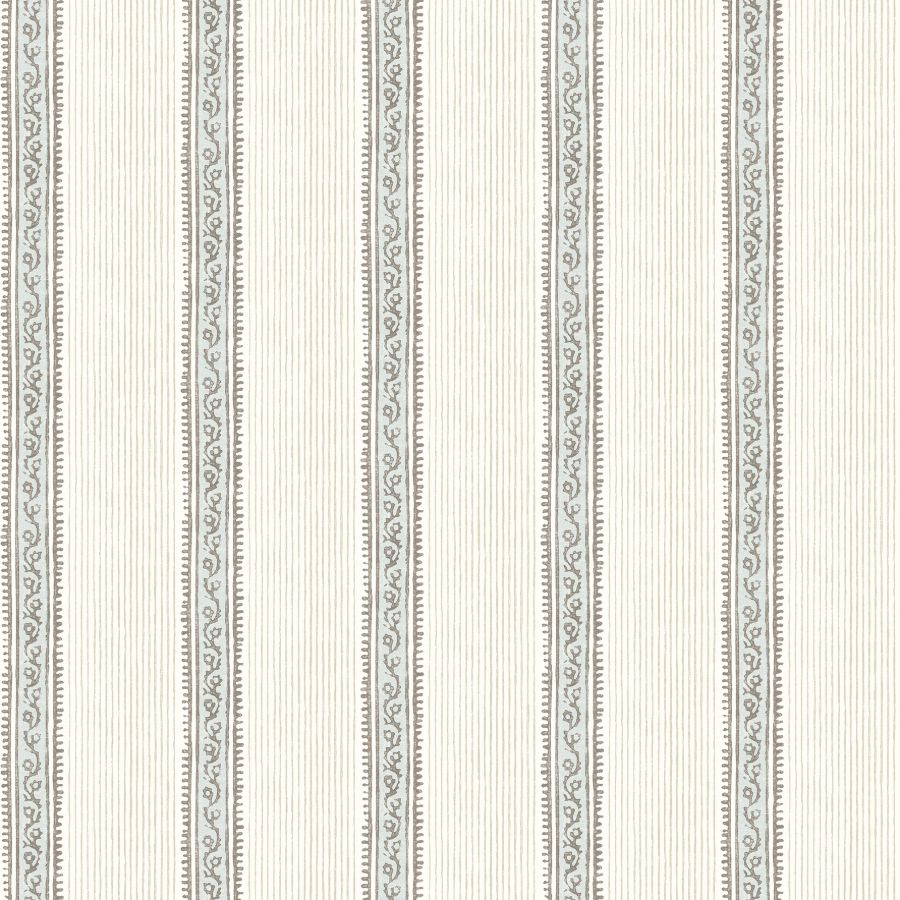 Chesapeake Mandevilla Aqua Vine Stripe wallpaper in aqua with vine-detailed stripes