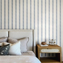 Mandevilla Blue by Chesapeake Vine Stripe Wallpaper- Brewster Home Fashions 4148-27428