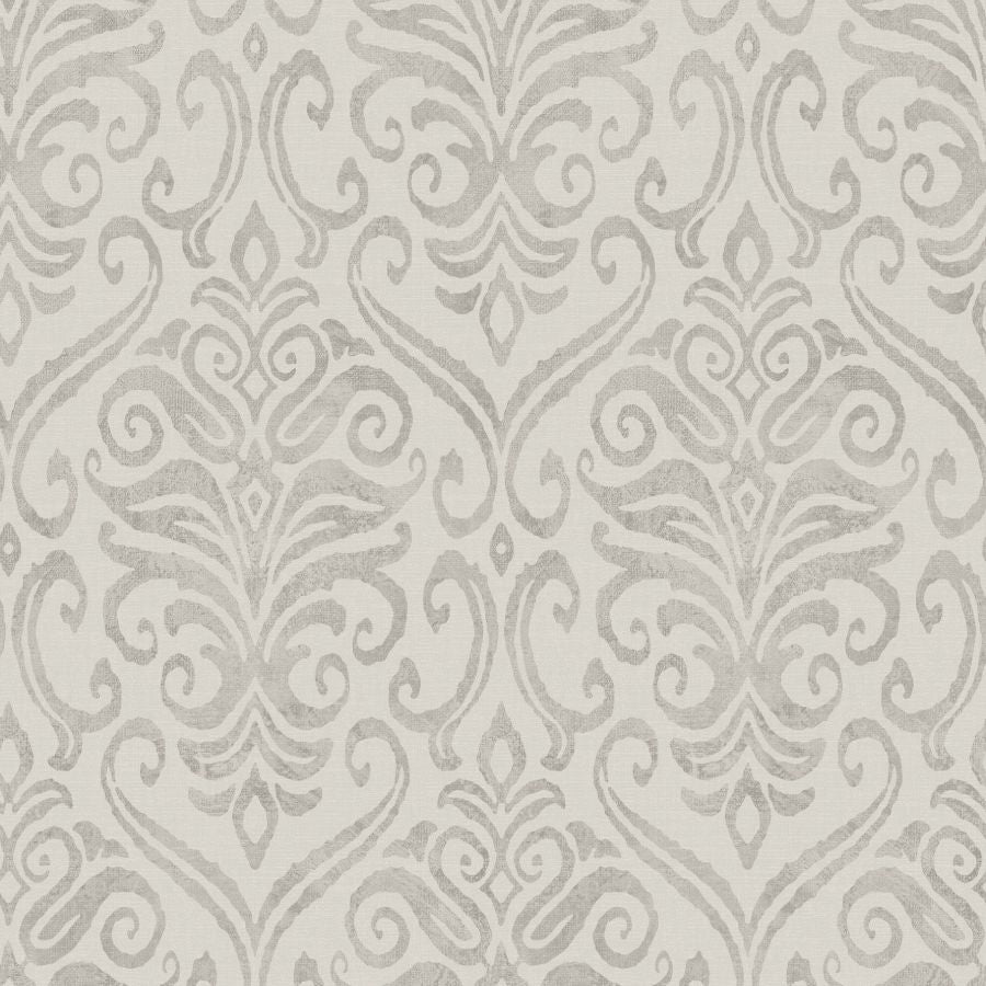 Adavu Grey Damask Wallpaper by Chesapeake – pattern close-up