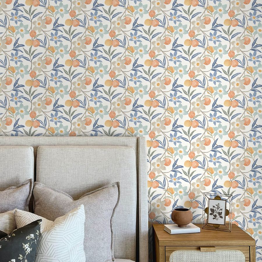 Passiflora Blue by Chesapeake Fruit and Floral Wallpaper- Brewster Home Fashions 4148-27448