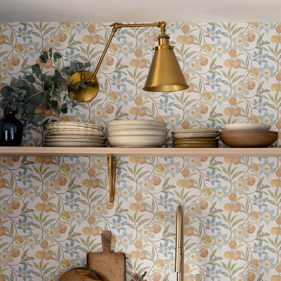 Passiflora Apricot by Chesapeake Fruit and Floral Wallpaper – Brewster Home Fashions 4148-27449