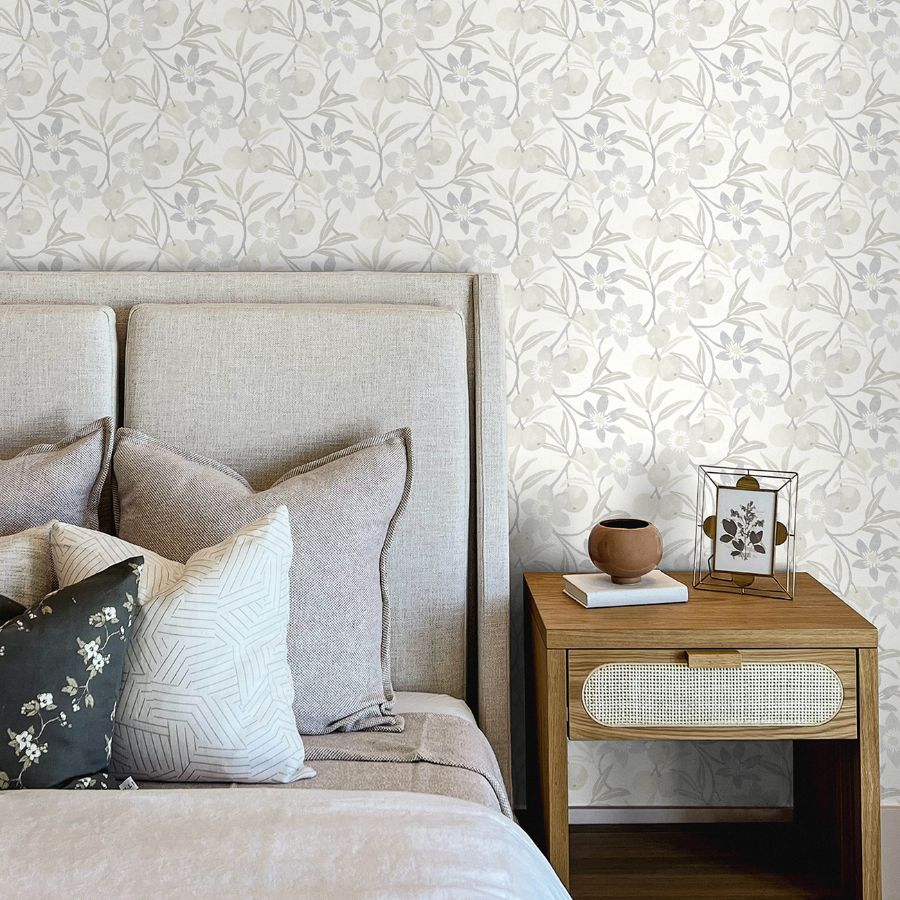 Passiflora Grey by Chesapeake Fruit and Floral Wallpaper- Brewster Home Fashions 4148-27450