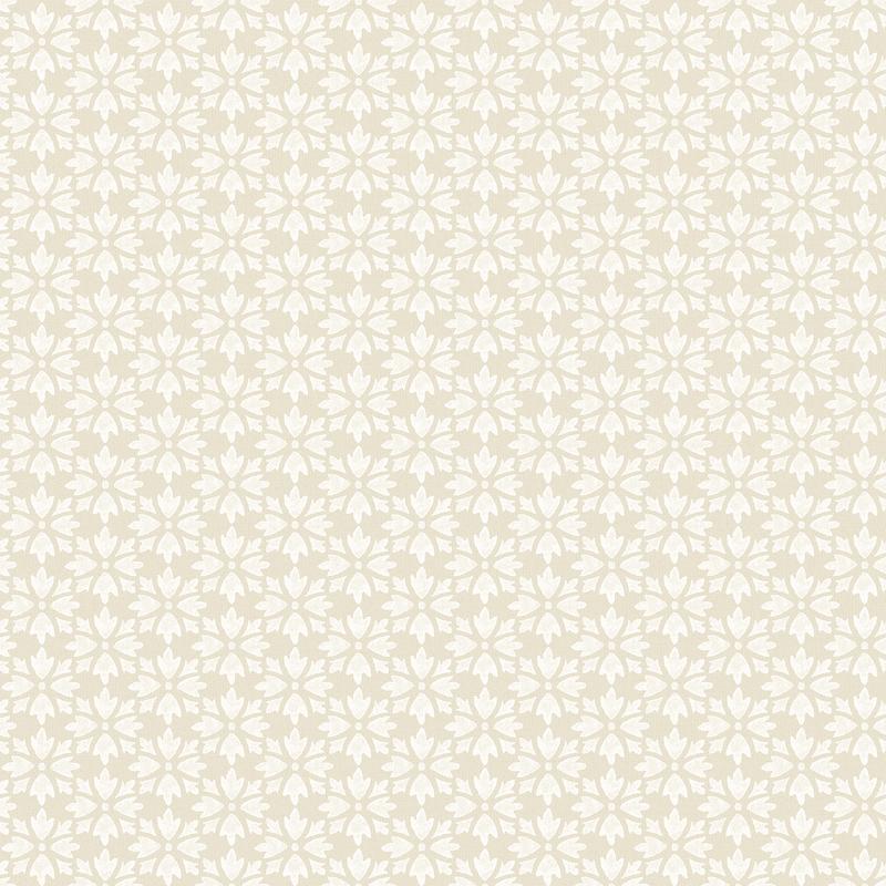Phlox Khaki Floral Stamp Wallpaper by Chesapeake