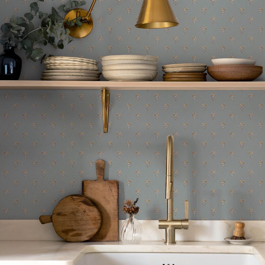 Surdiva Denim by Chesapeake Floral Fan Wallpaper – Brewster Home Fashions 4148-27456