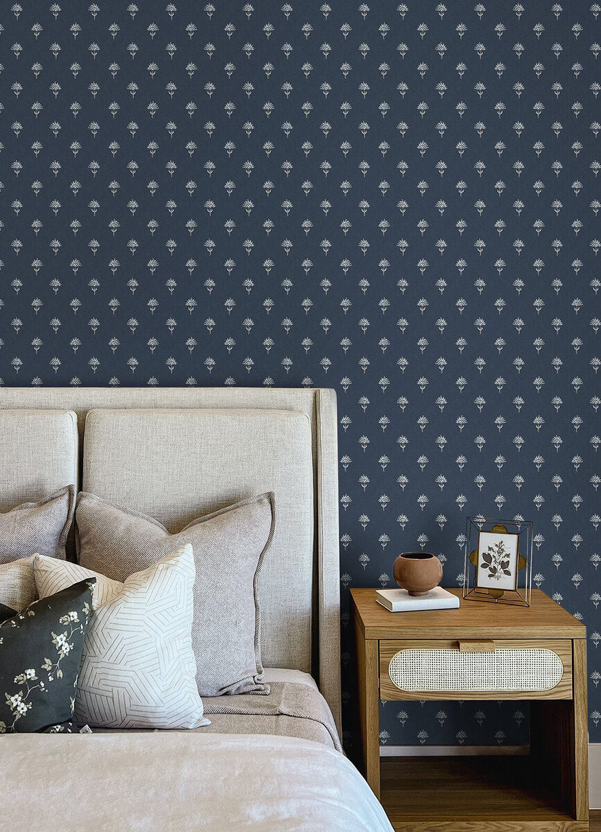 Surdiva Indigo by Chesapeake Floral Fan Wallpaper- Brewster Home Fashions 4148-27461