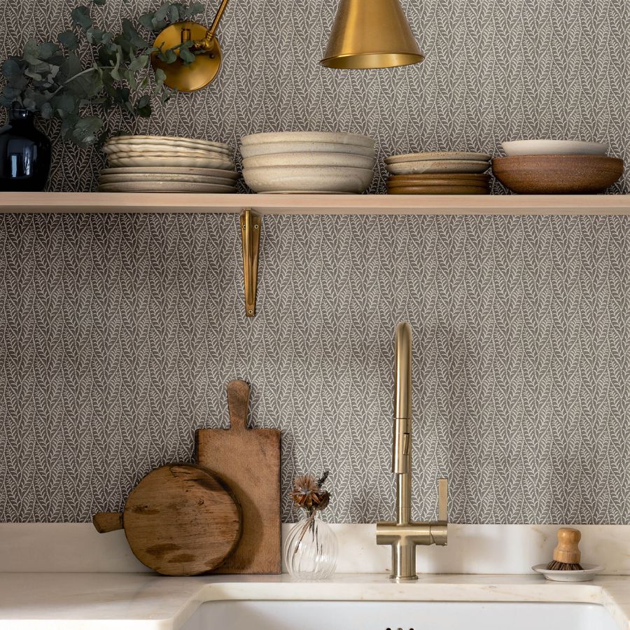 Coleus Charcoal by Chesapeake Leaves Wallpaper – Brewster Home Fashions 4148-27468