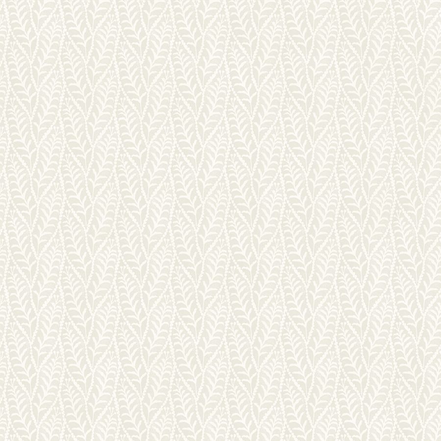 Coleus Beige Leaves Wallpaper roll with subtle leaf braid pattern in beige on white