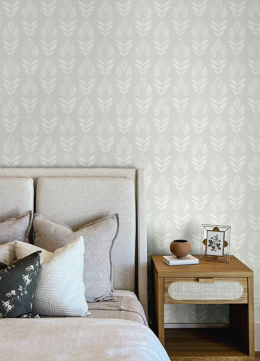 Garland Aqua by Chesapeake Block Tulip Wallpaper – Brewster Home Fashions 4148-27475