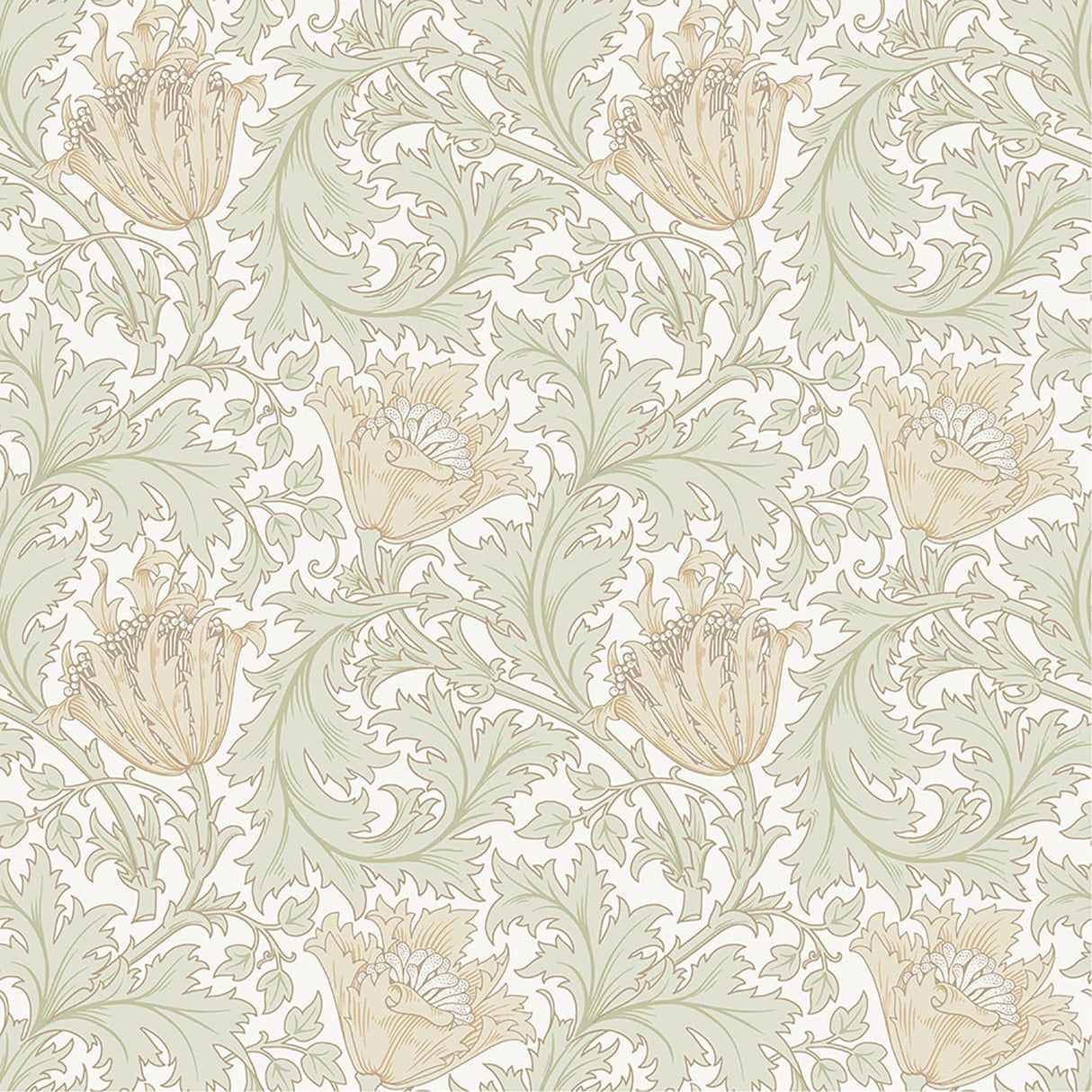 Anemone Light Green Floral Trail Wallpaper with Botanical Floral Pattern, Traditional Style - A-Street Prints 4153-82002