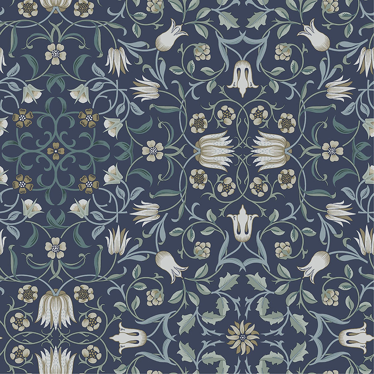 No 1 Holland Park Blue Floral Wallpaper with Botanical Traditional Motif - A-Street Prints 4153-82009