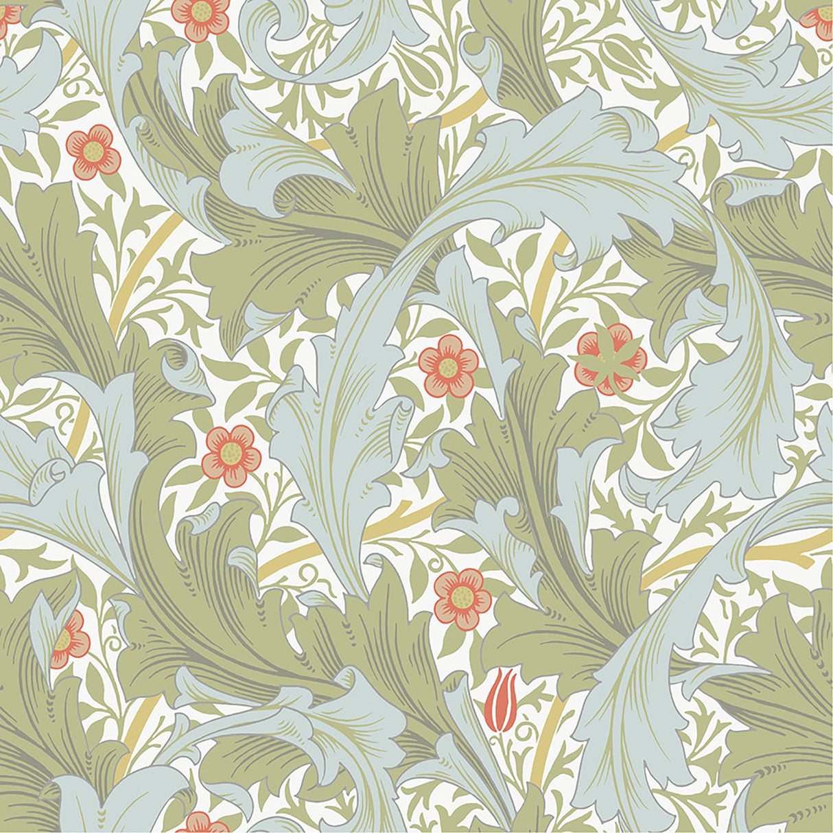 Granville Olive Leafy Vine Wallpaper with Traditional Botanical Acanthus Motif - A-Street Prints 4153-82012