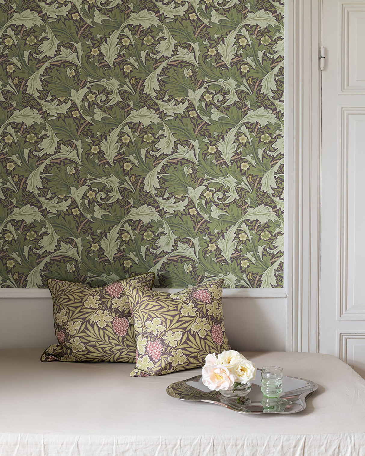 Granville Plum Leafy Vine Wallpaper with Botanical Traditional Pattern - A-Street Prints 4153-82013