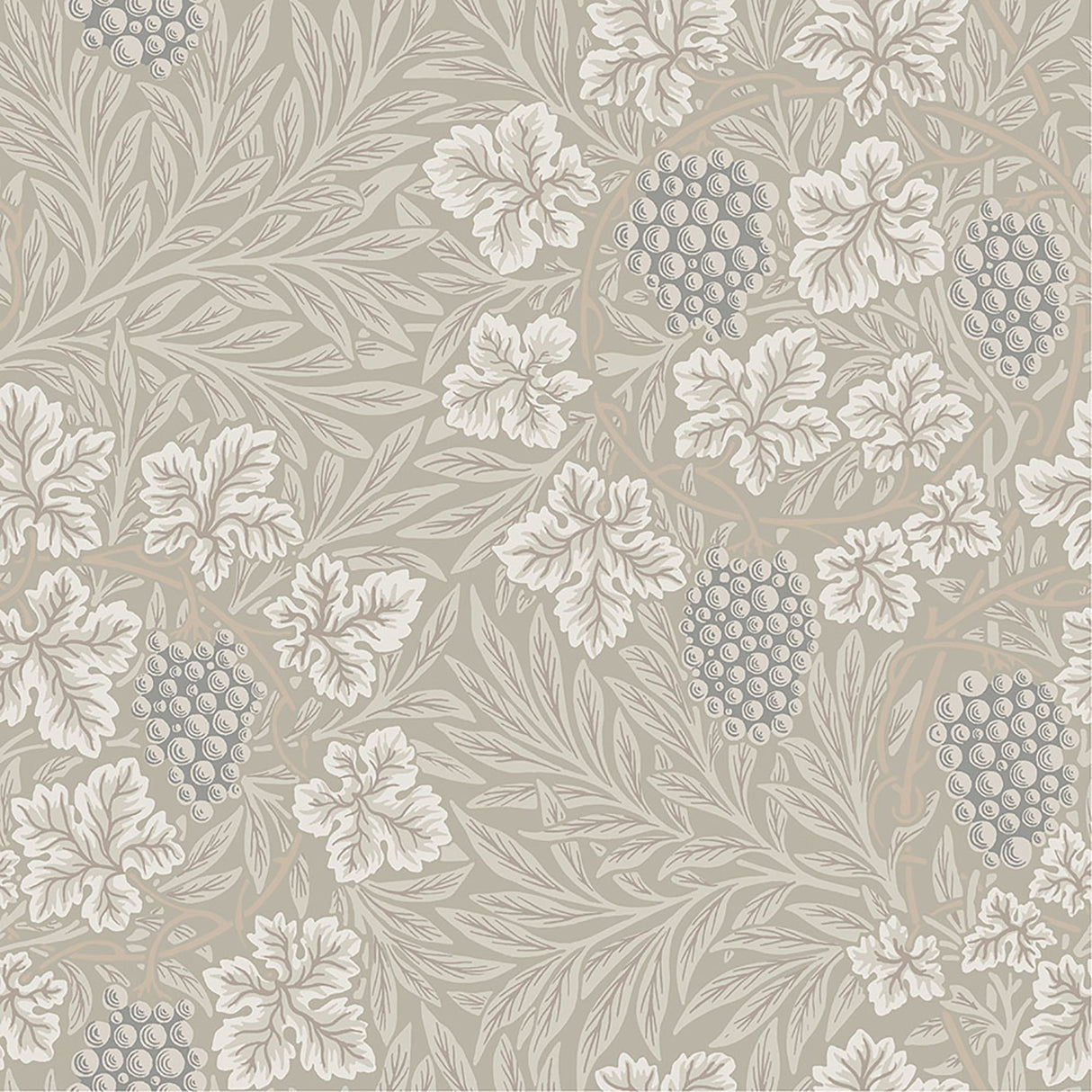 Vine Light Grey Woodland Fruits Wallpaper with Botanical Vine and Grapes Motif - A-Street Prints 4153-82017
