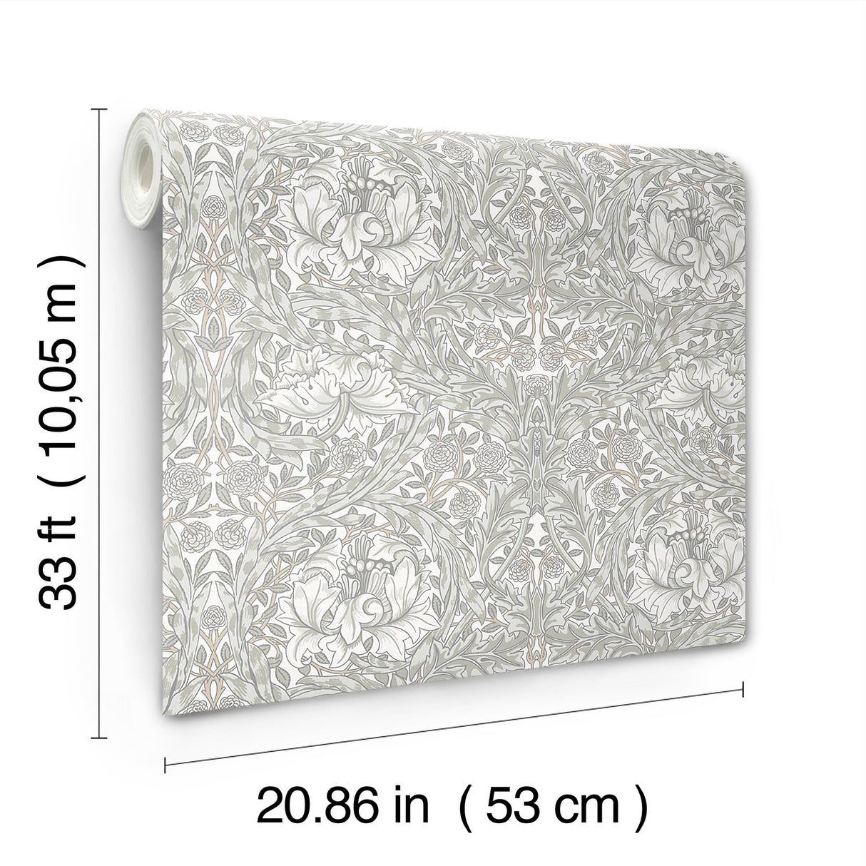 African Marigold White Floral Wallpaper with Traditional Botanical Pattern - A-Street Prints 4153-82022