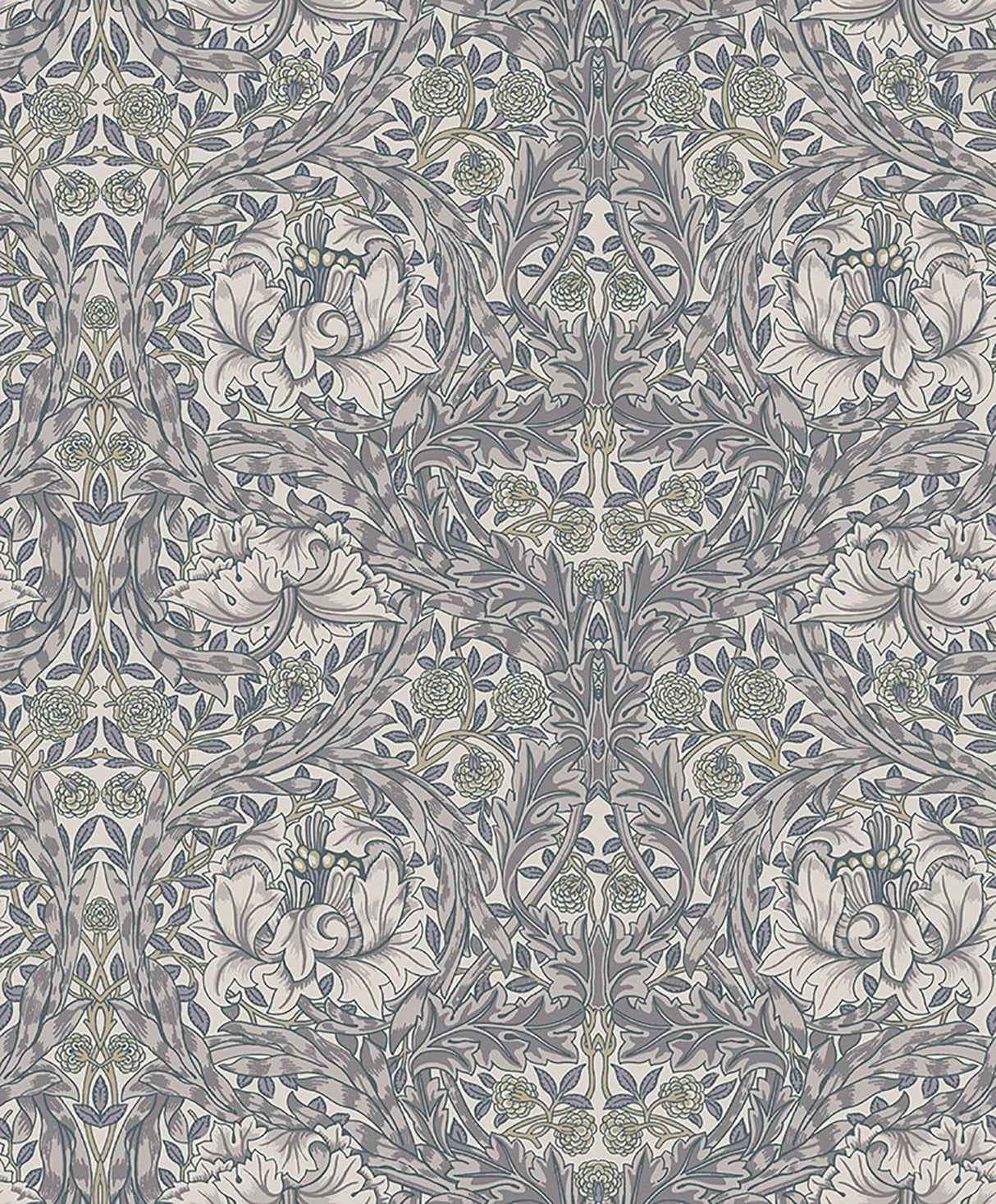 African Marigold Grey Floral Wallpaper with Botanical Traditional Pattern - A-Street Prints 4153-82025