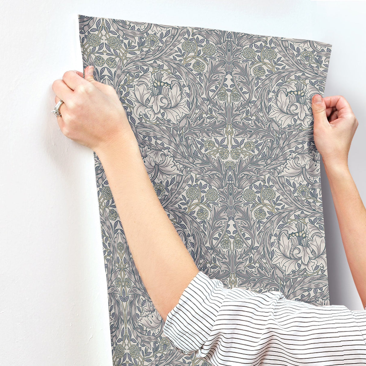 African Marigold Grey Floral Wallpaper with Botanical Traditional Pattern - A-Street Prints 4153-82025