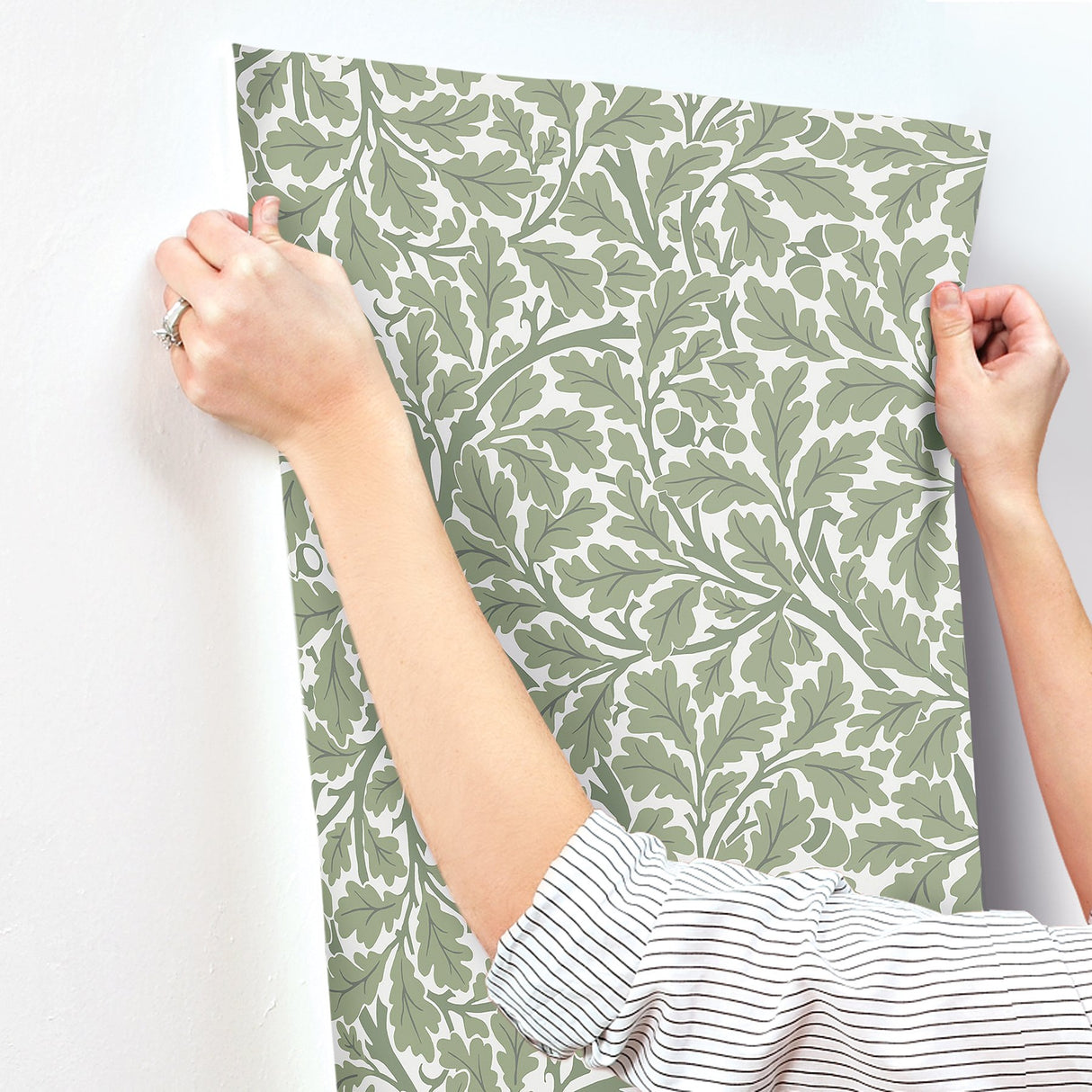 Oak Tree Green Leaf Wallpaper with Botanical Leaves Pattern - A-Street Prints 4153-82028