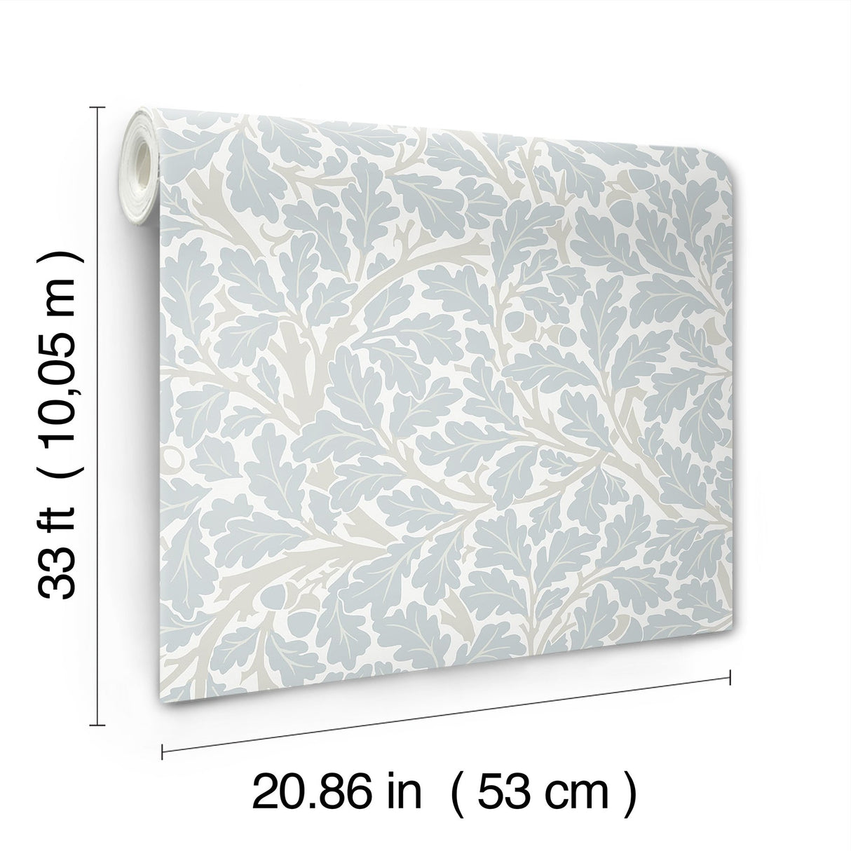 Oak Tree Sky Blue Leaf Wallpaper with Botanical Leaves Pattern, Traditional Style - A-Street Prints 4153-82031