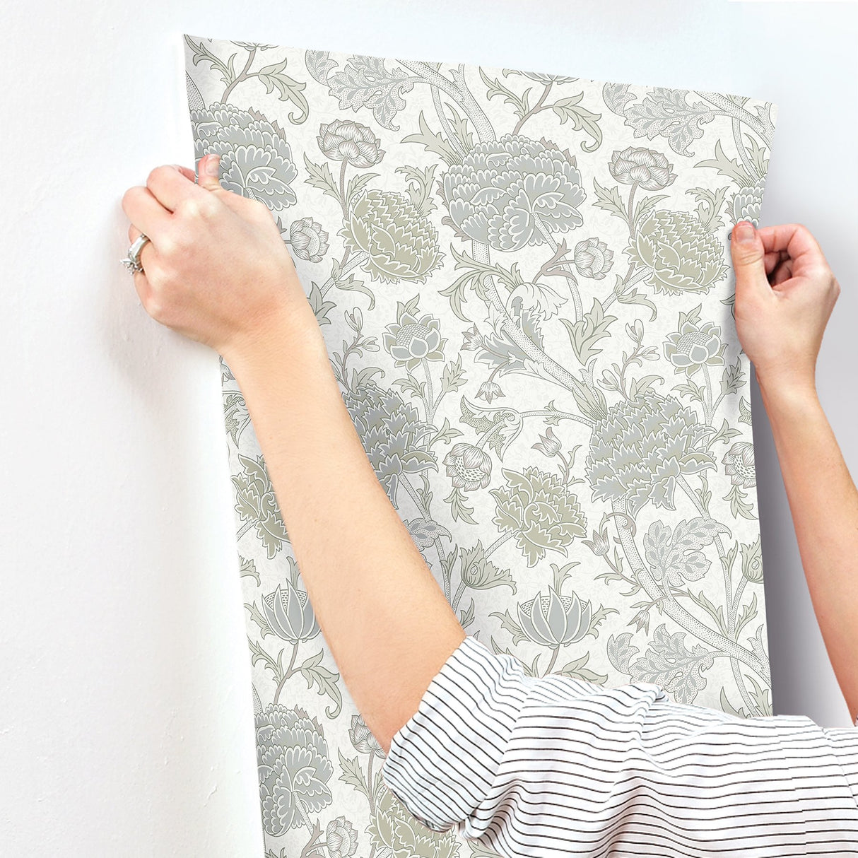 Cray Light Green Floral Trail Wallpaper with Botanical Flowers Pattern, Traditional Style - A-Street Prints 4153-82032