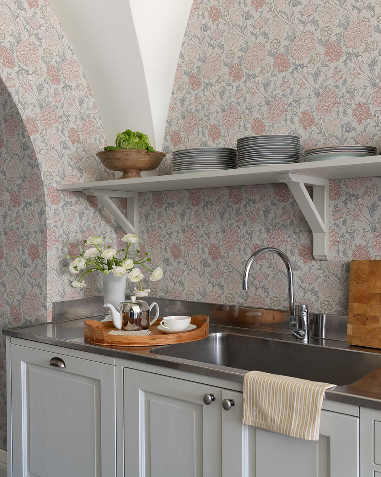 Cray Pink Floral Trail Wallpaper with Botanical Flower Pattern - A-Street Prints 4153-82033