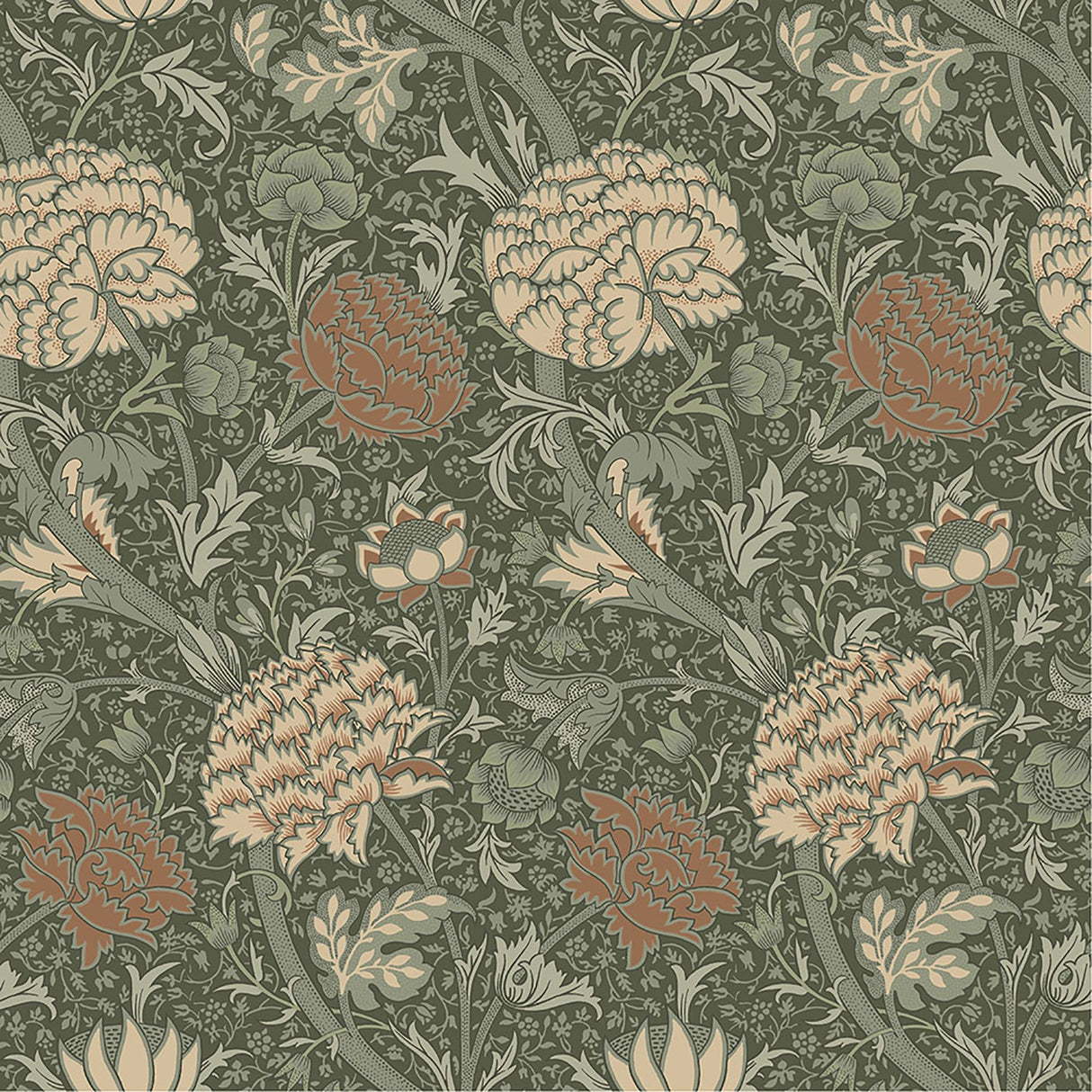 Cray Sea Green Floral Trail Wallpaper with Botanical Flowers Pattern, Traditional Style - A-Street Prints 4153-82035