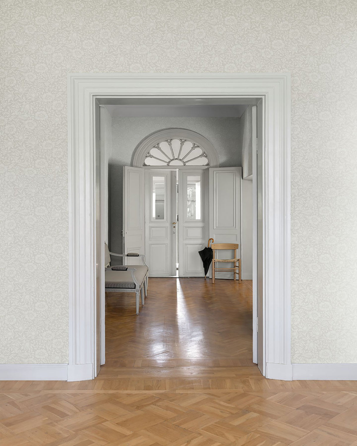 Mallow Dove Floral Vine Wallpaper with Botanical Traditional Pattern - A-Street Prints 4153-82037