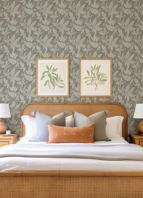Anita Pewter by Scott Living Woodland Floral Wallpaper- A-Street Prints 4155-27327